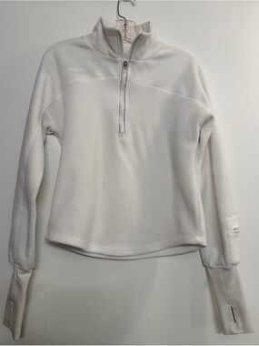 Free People Fp white/ivory fleece quarter zip pullover